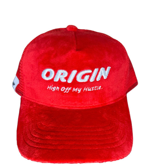 Origin "High off my hustle" velour trucker