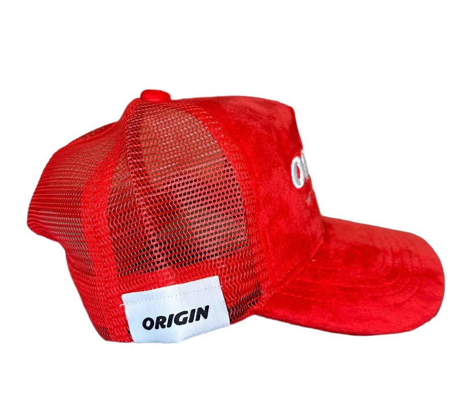 Origin "High off my hustle" velour trucker