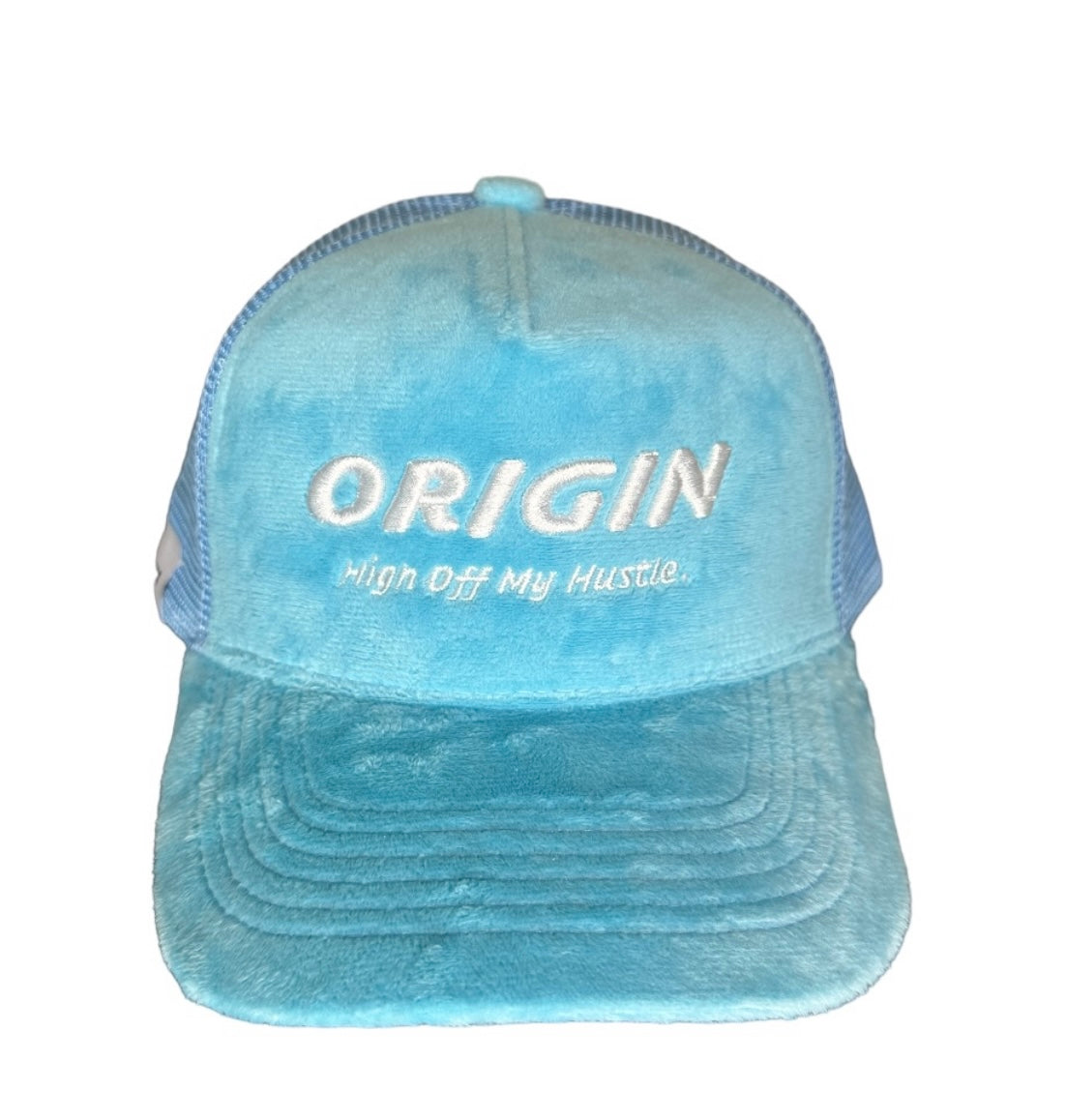 Origin "High off my hustle" velour trucker