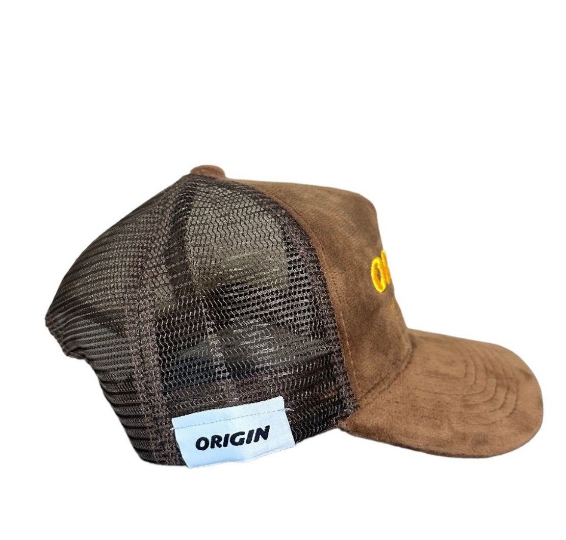 Origin "High off my hustle" velour trucker