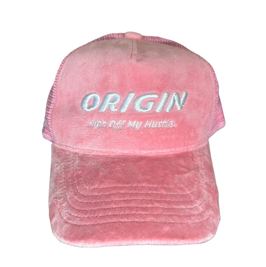 Origin "High off my hustle" velour trucker